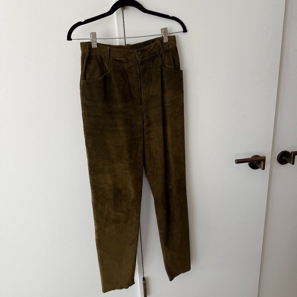 Vintage Ann Taylor Green Suede Leather Pants
